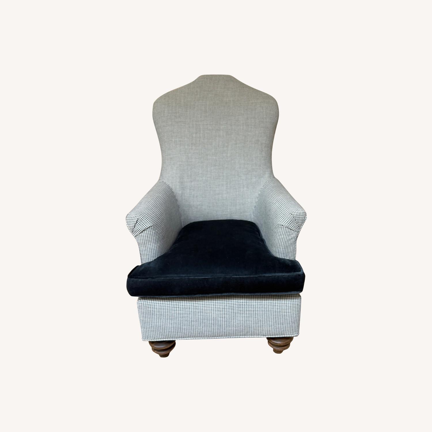 Pair of Arhaus Velvet Blue and Houndstooth Chairs - image-0