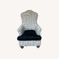 Pair of Arhaus Velvet Blue and Houndstooth Chairs