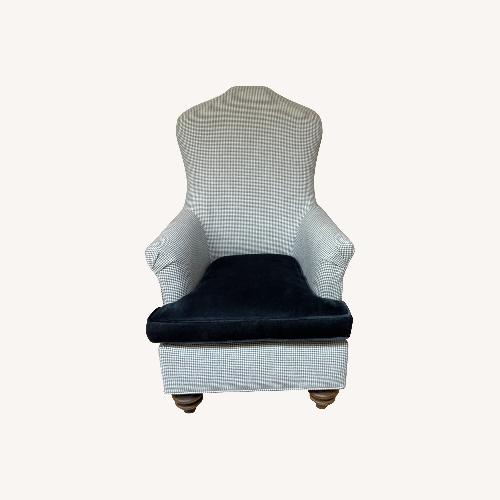 Used Pair of Arhaus Velvet Blue and Houndstooth Chairs for sale on AptDeco