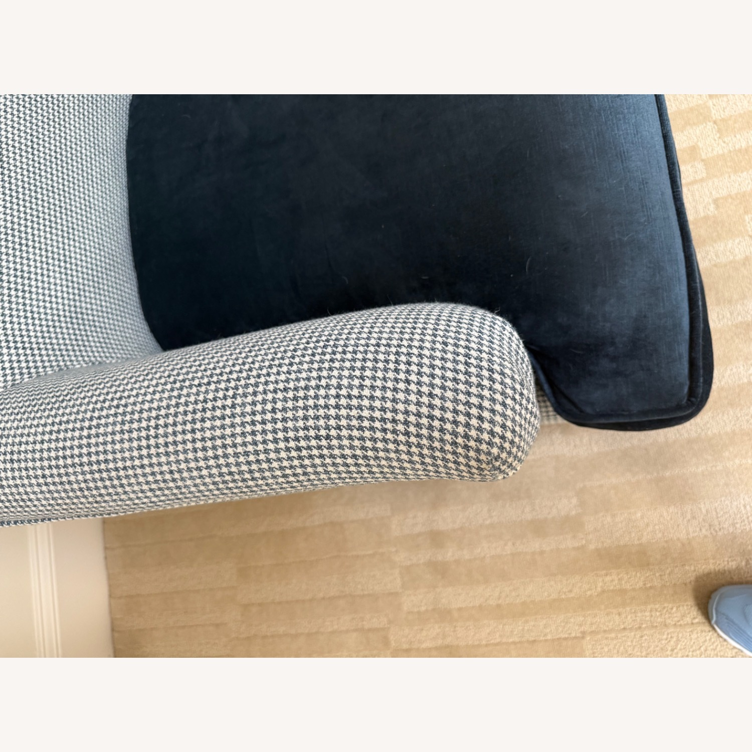 Pair of Arhaus Velvet Blue and Houndstooth Chairs - image-4