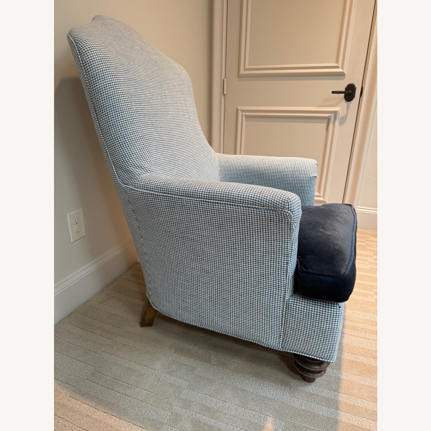 Pair of Arhaus Velvet Blue and Houndstooth Chairs - image-3