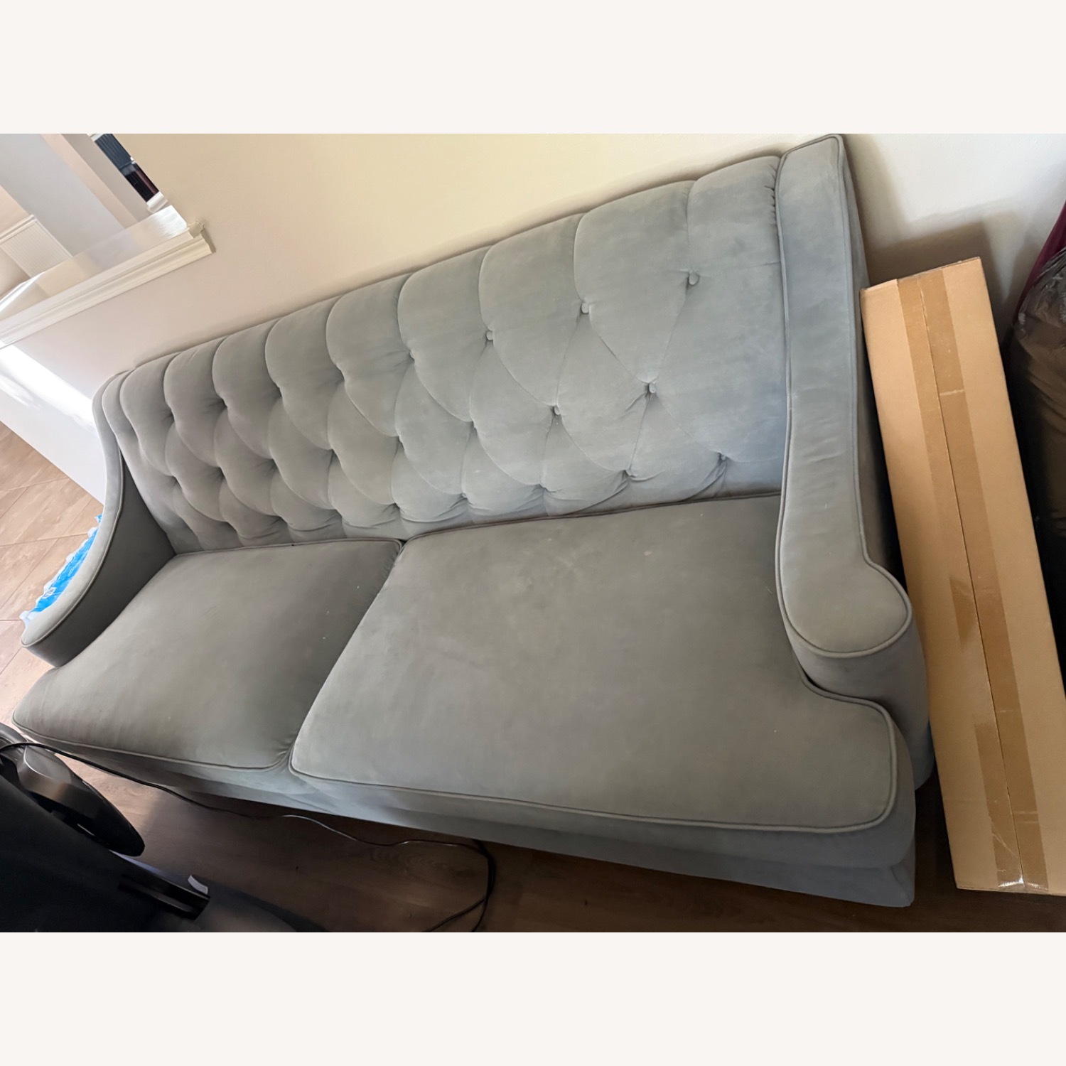 Tufted Button Blue Gray Sofa  - image-5