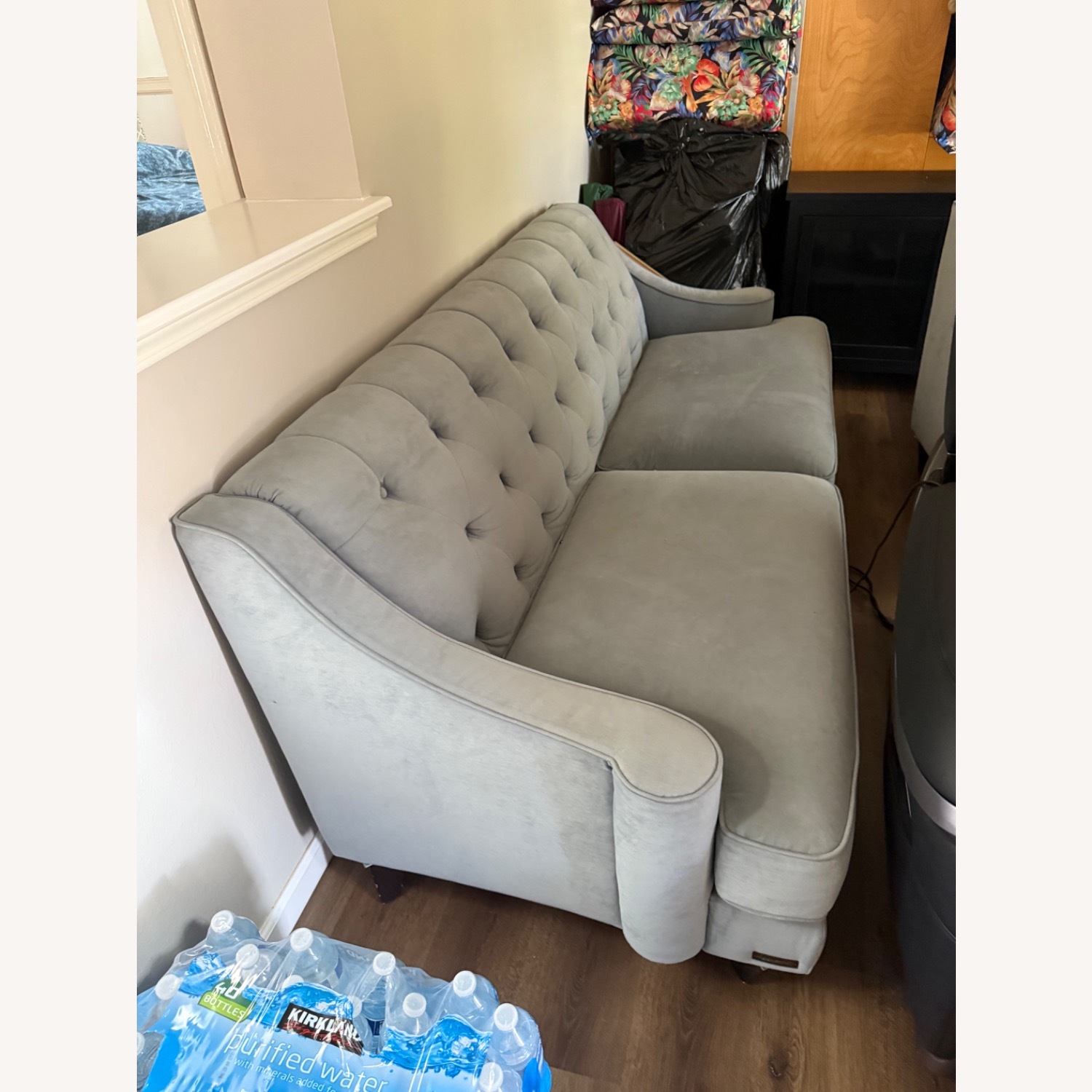Tufted Button Blue Gray Sofa  - image-2