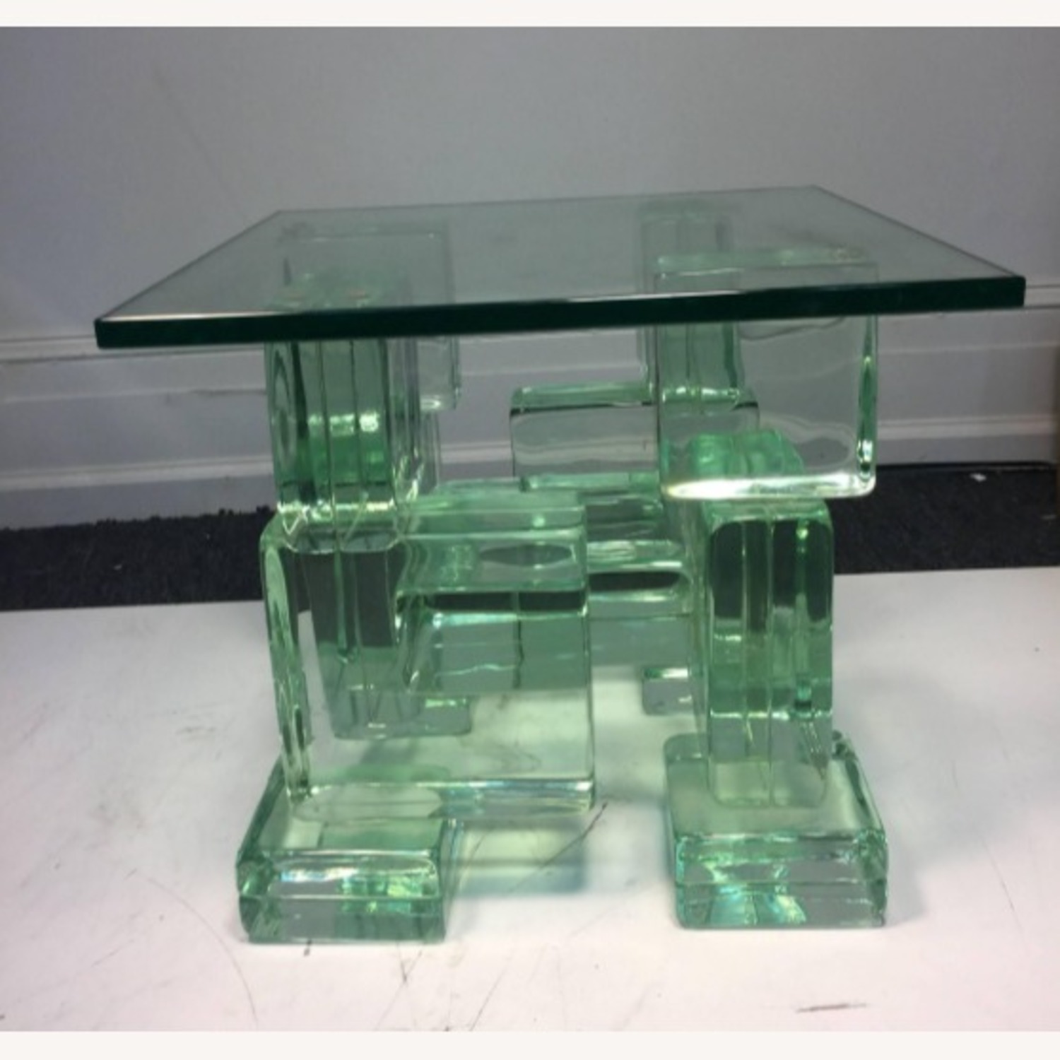 Mid Century Modern Italian Ice Glass Cube Table - image-2