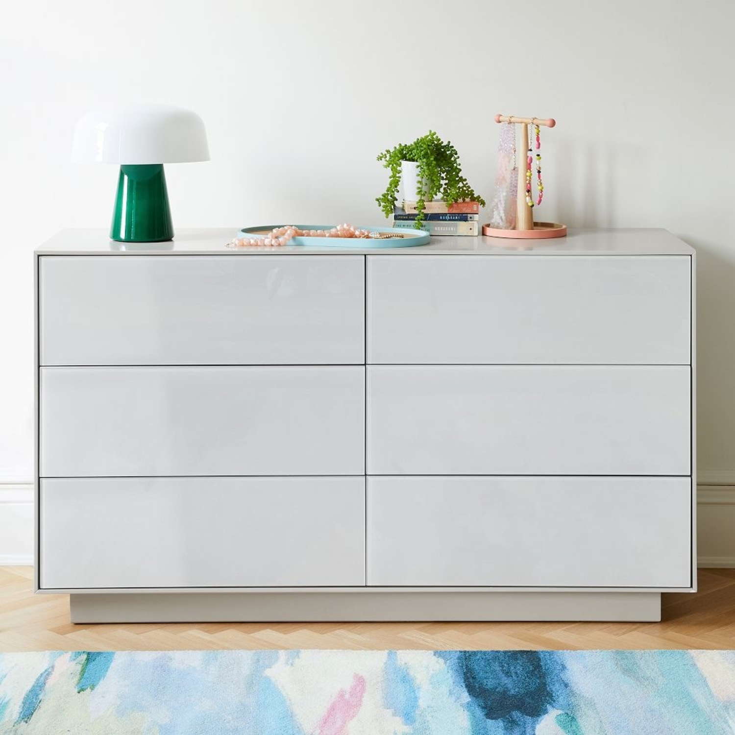 West Elm Emilia White Lacquer Dresser (6 Drawers) - image-0