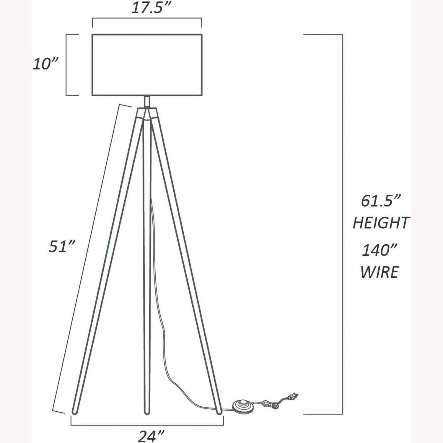 Amazon Wood Tripod Floor Lamp with White Fabric Shade - image-6