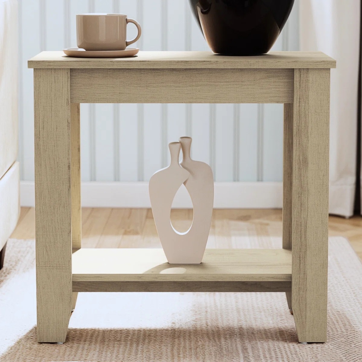 Natural Side Table With Storage  - image-2