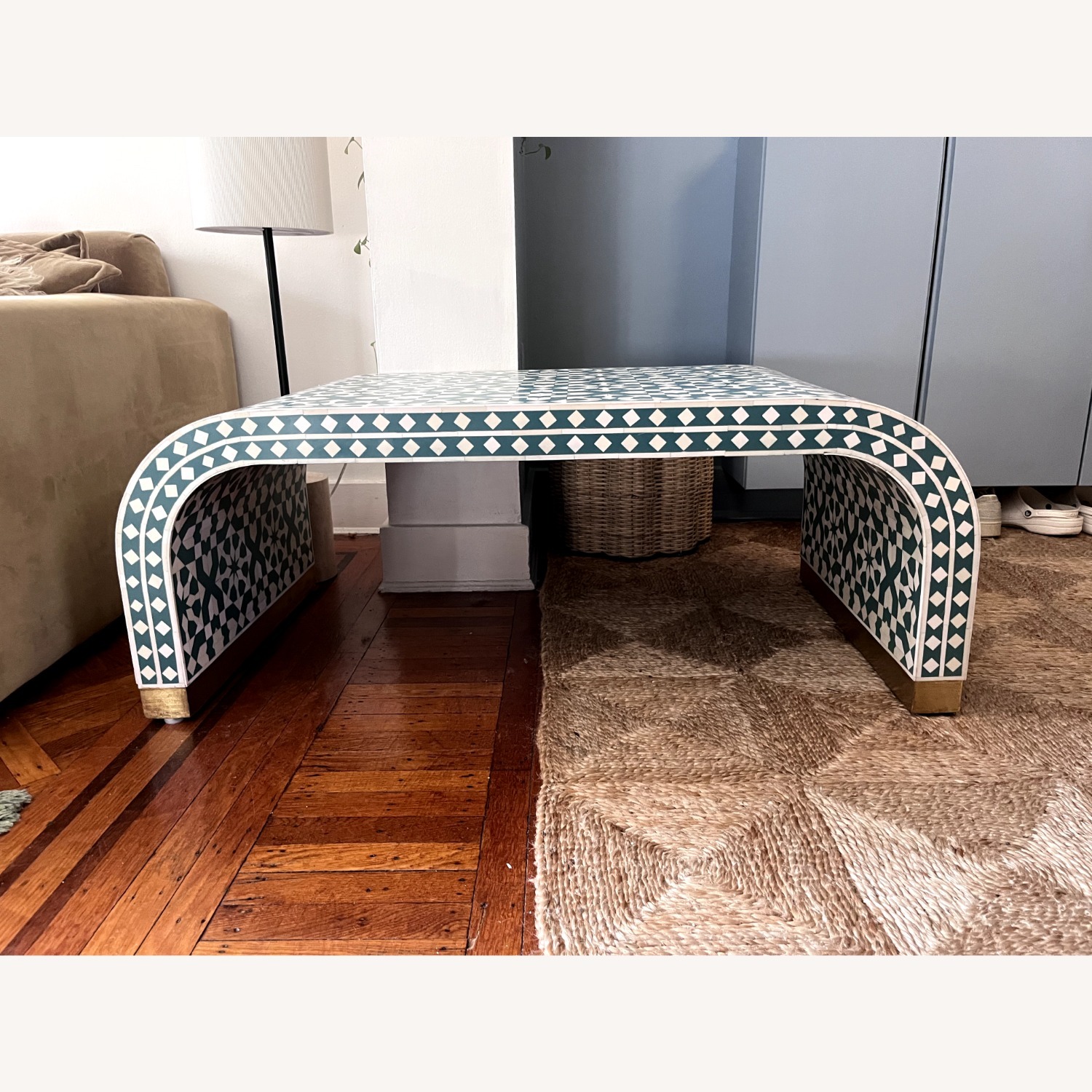 Anthropologie Bone Inlay Green Coffee Table - image-5