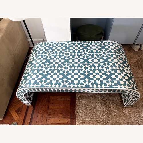 Used Anthropologie Bone Inlay Green Coffee Table for sale on AptDeco