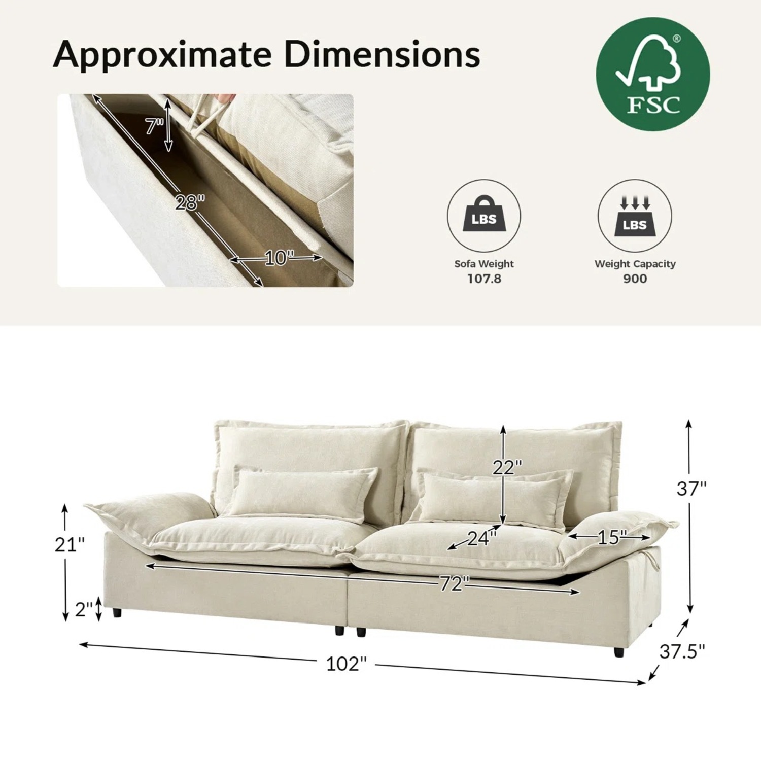 Home Depot Natural 2 Seater Sofa - image-4