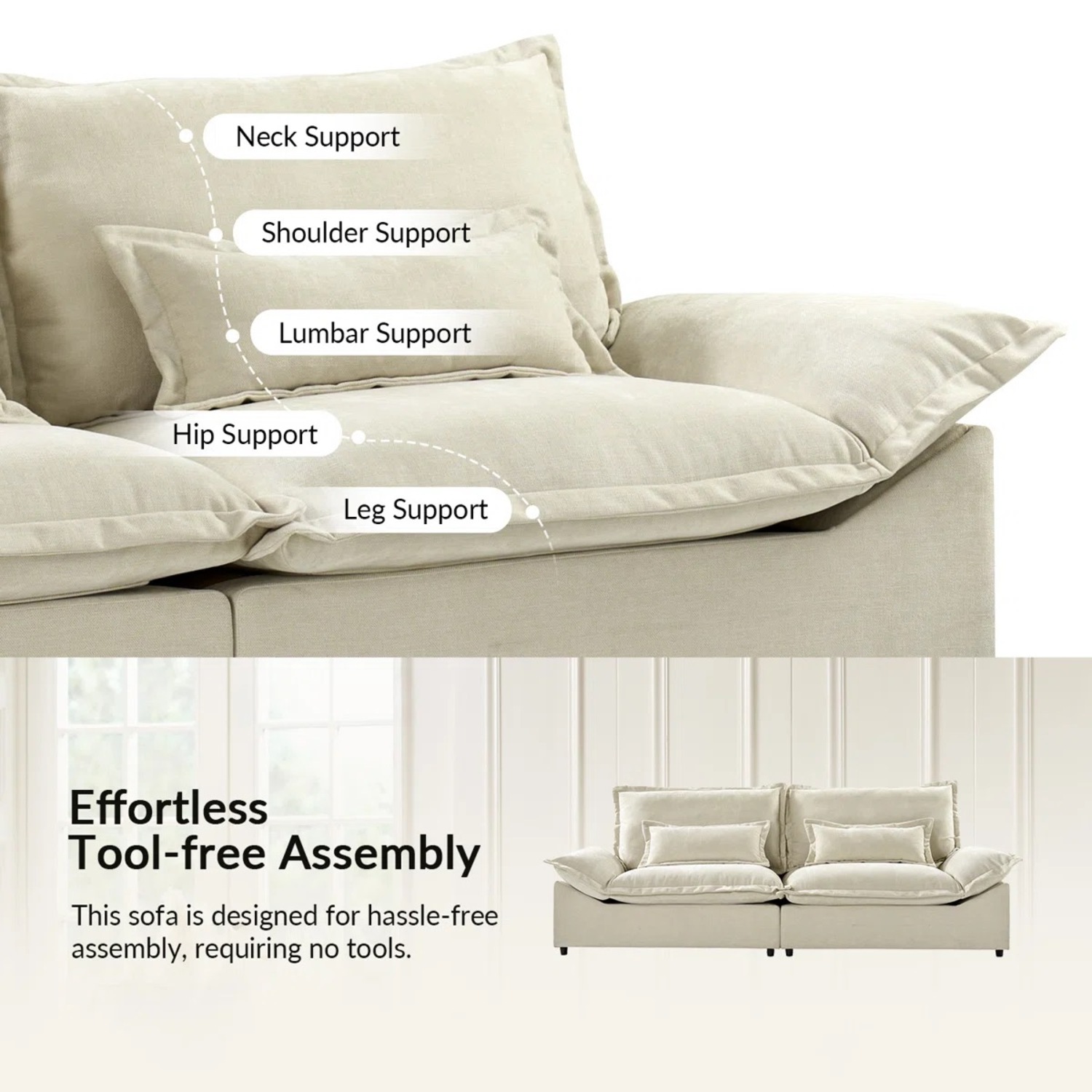 Home Depot Natural 2 Seater Sofa - image-5