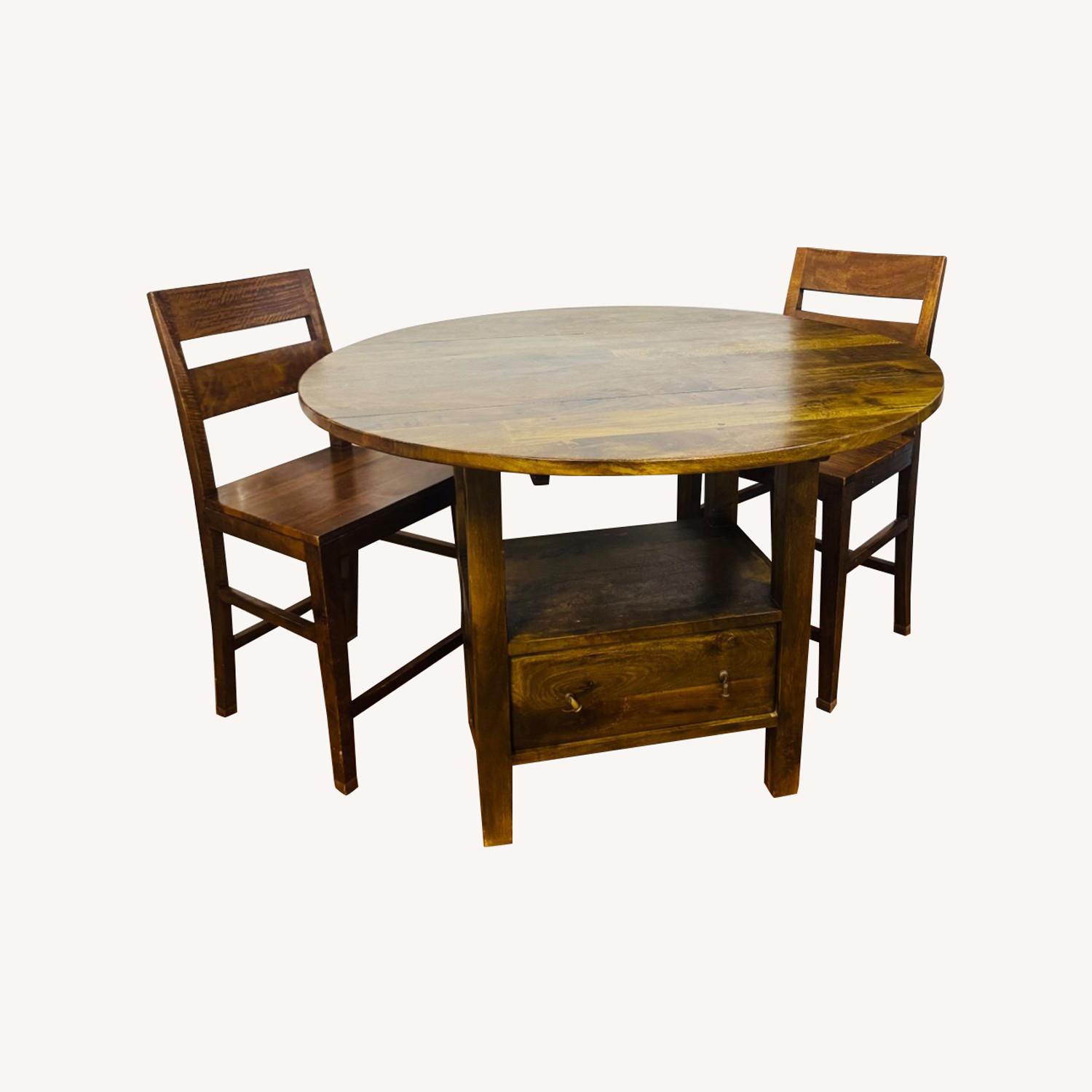 Crate & Barrel Dark Brown Wood Dining Set - image-0