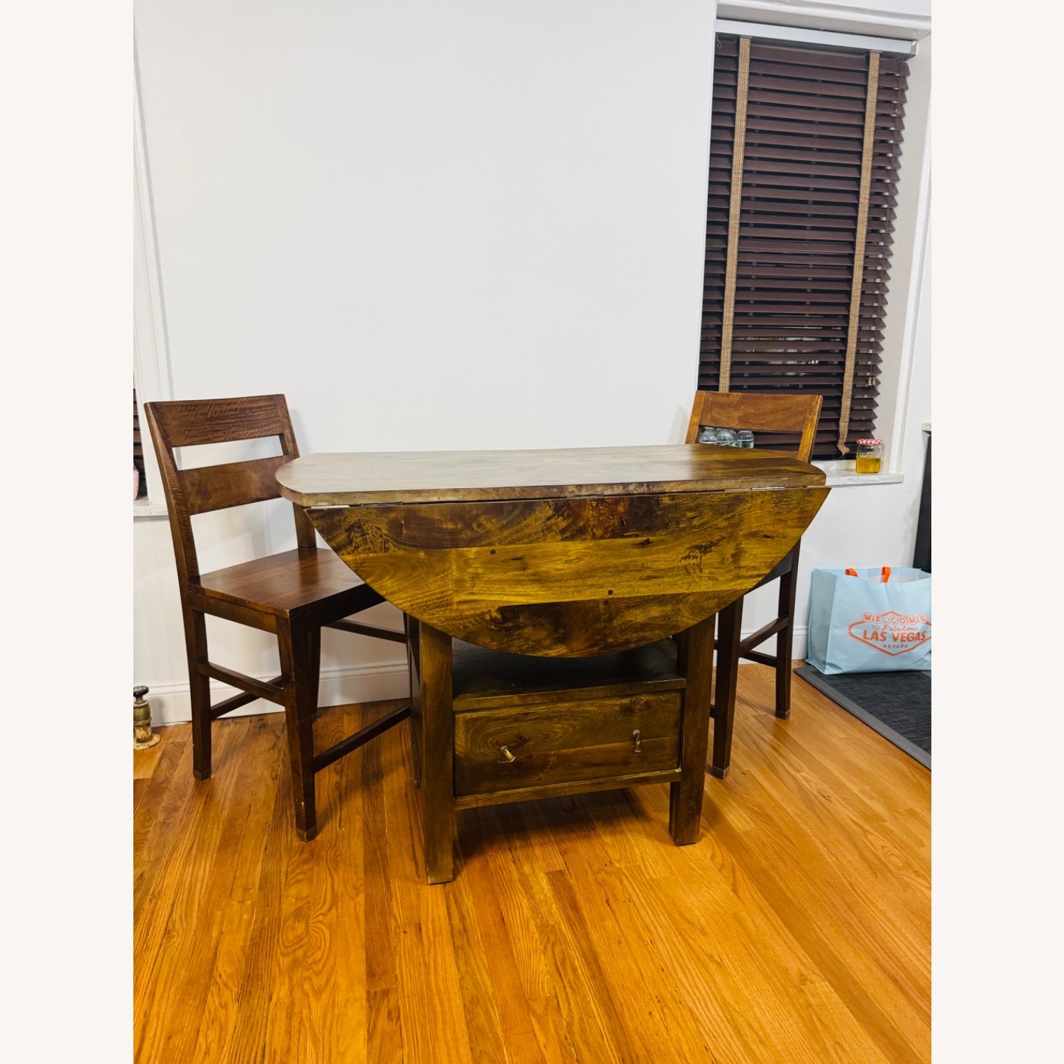 Crate & Barrel Dark Brown Wood Dining Set - image-3