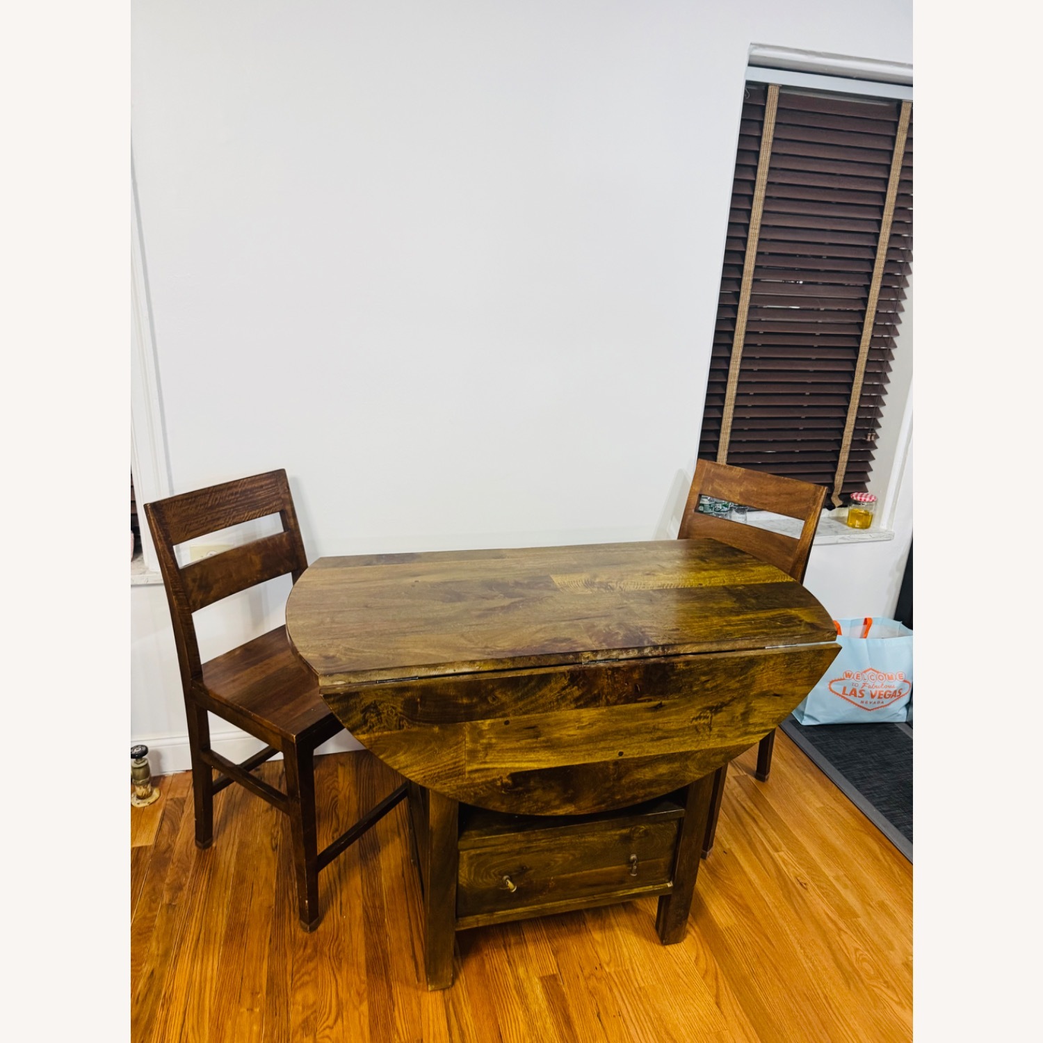 Crate & Barrel Dark Brown Wood Dining Set - image-2