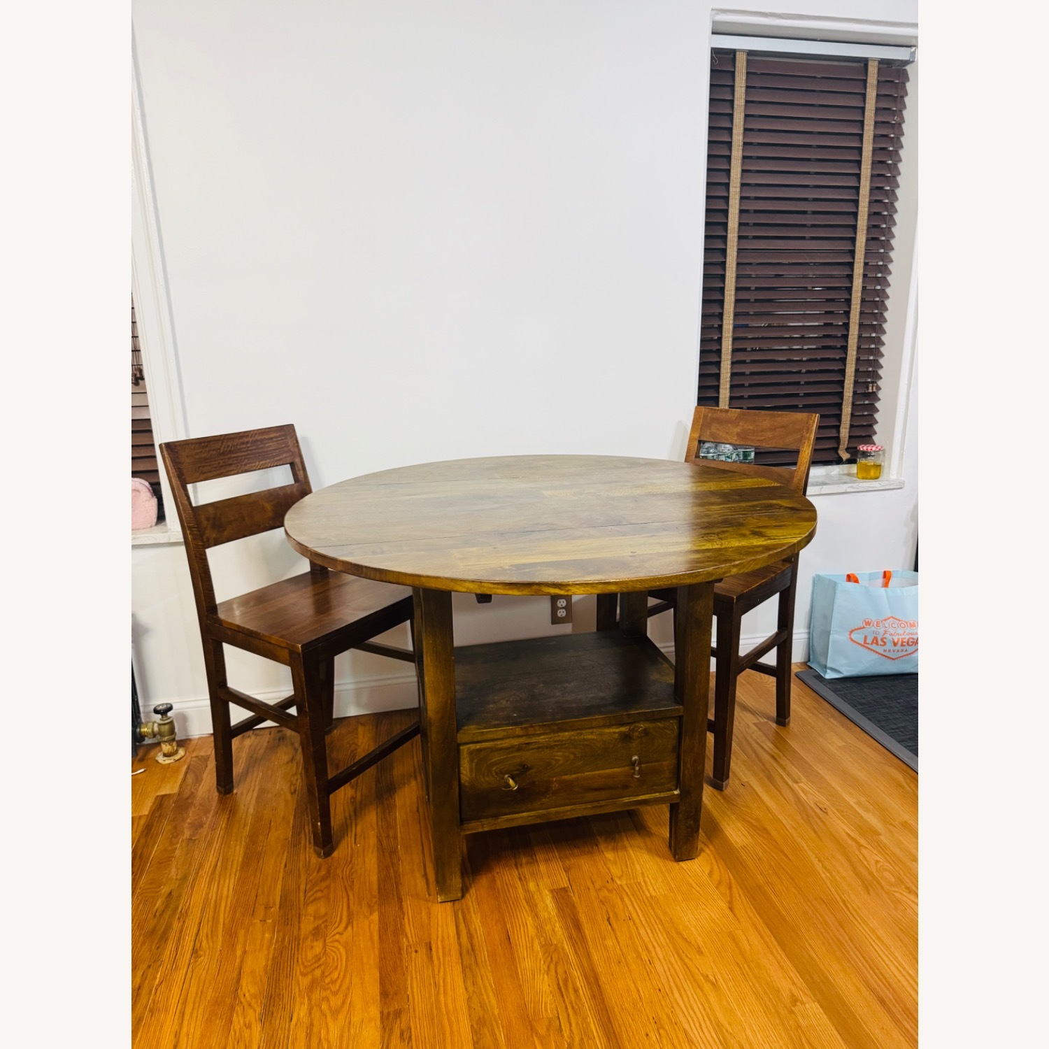 Crate & Barrel Dark Brown Wood Dining Set - image-1