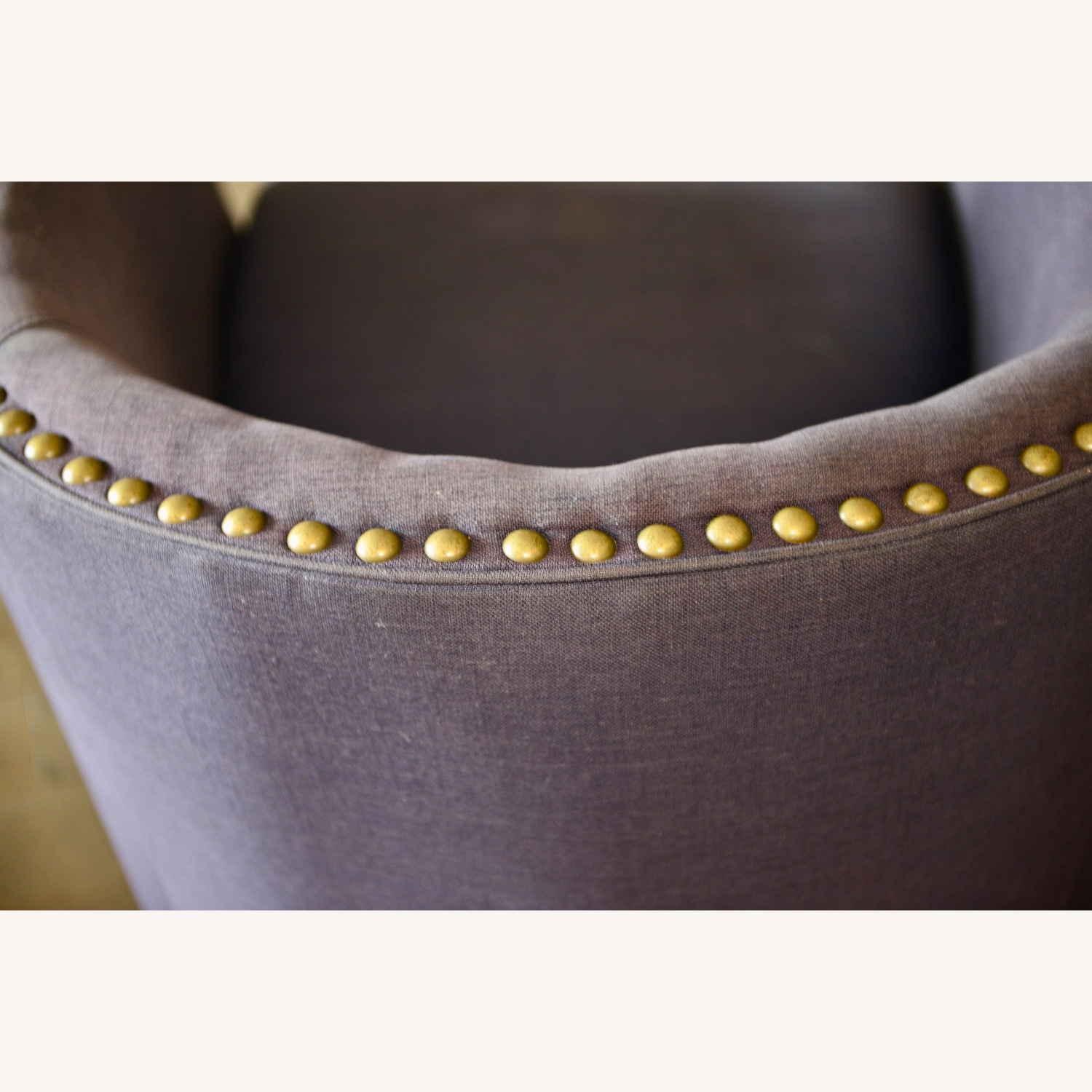 Pottery Barn Harlow Upholstered Swivel Blue Armchair - image-3