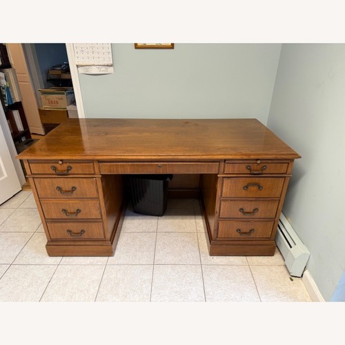 Used Vintage/Antique Dark Brown Wood Desk for sale on AptDeco