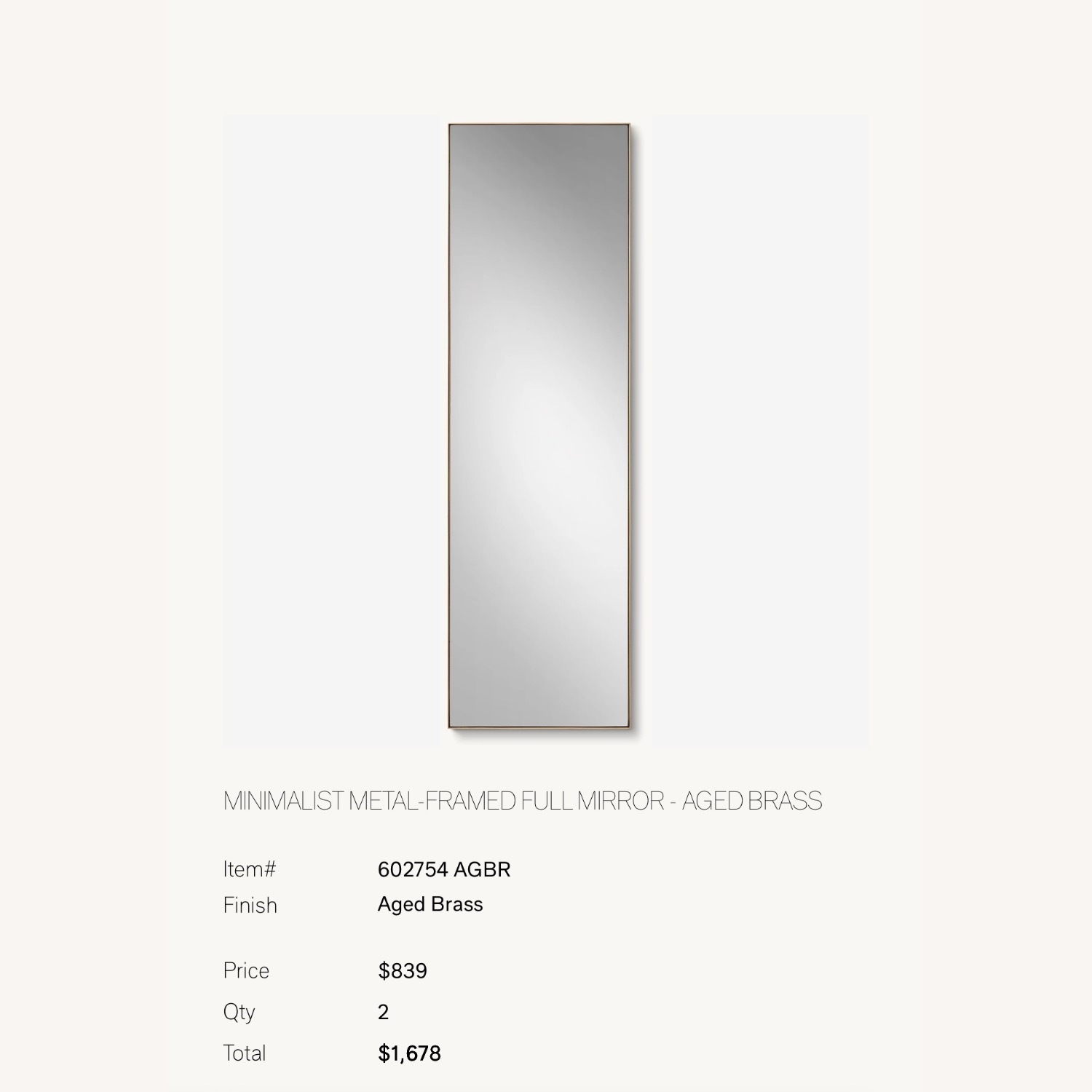 Restoration Hardware Minimalist Mirror Set of 2 - image-2