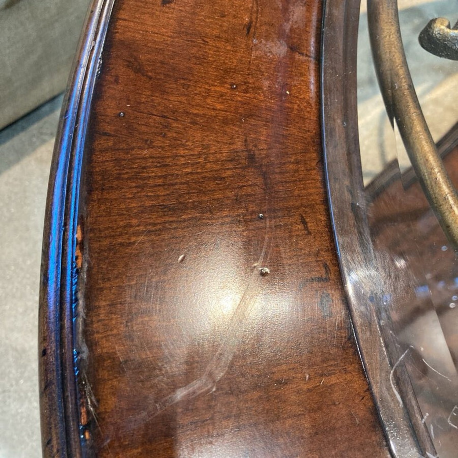 Ornate Glass Top Round Coffee Table - image-7