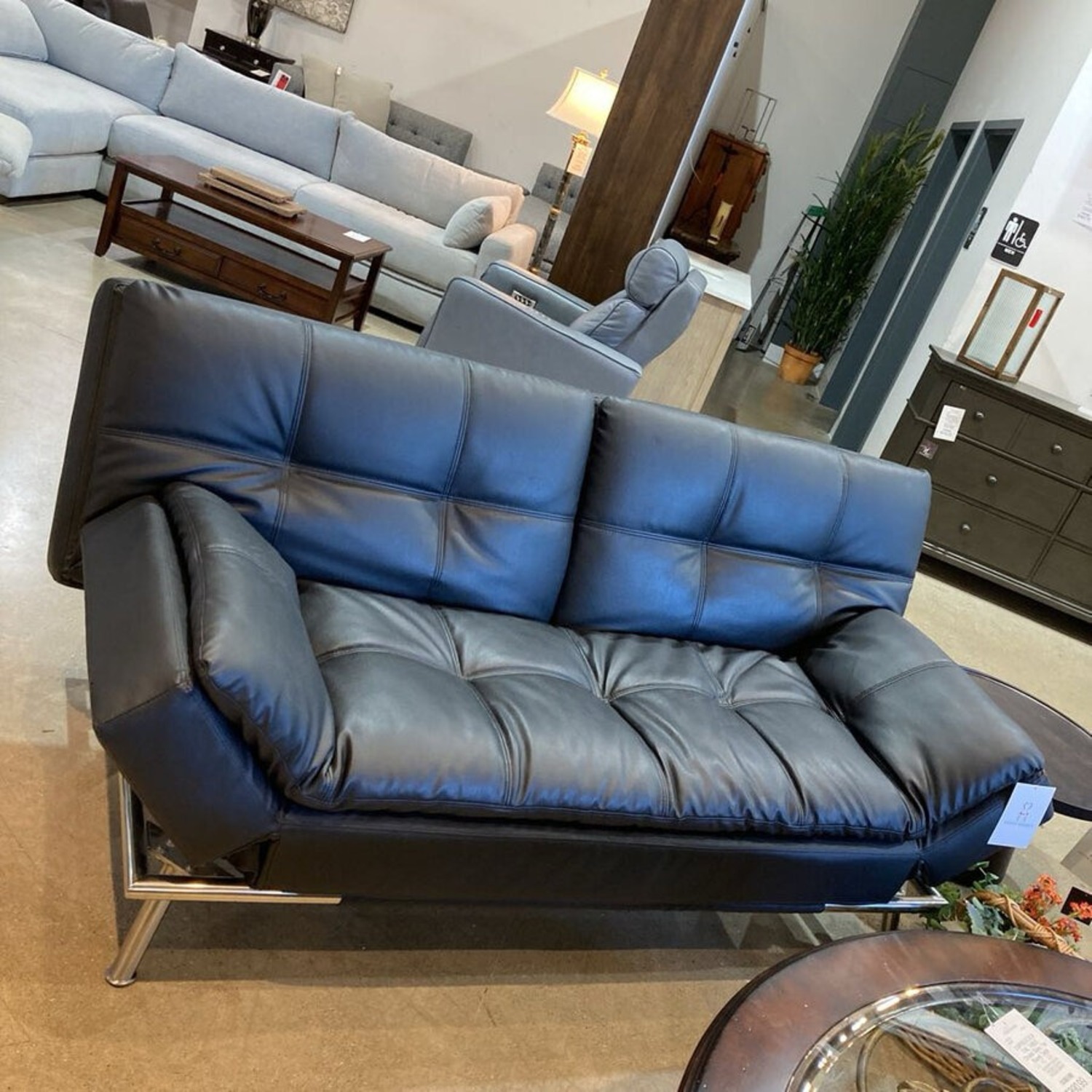 Folding Faux Leather Futon Sofa Furniture - image-3