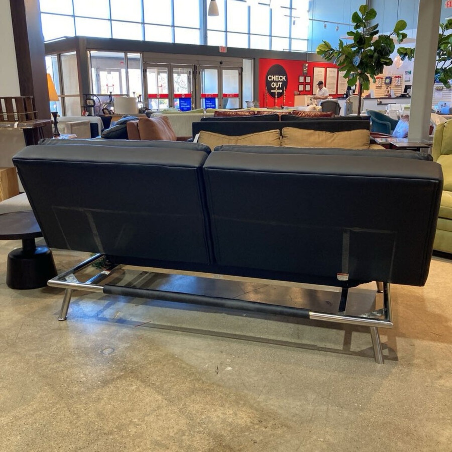 Folding Faux Leather Futon Sofa Furniture - image-11