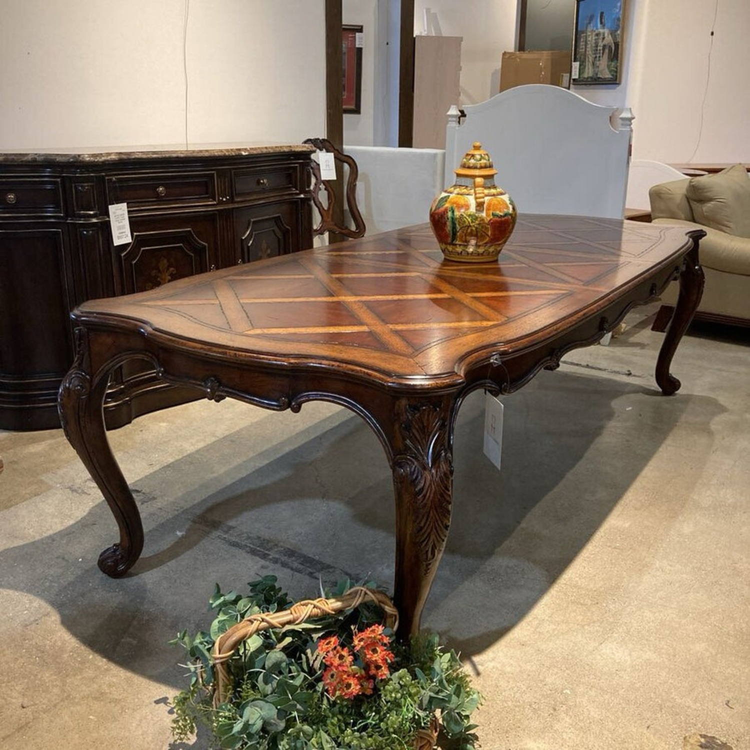 Solid Wood Parquet Style Dining Table - image-2