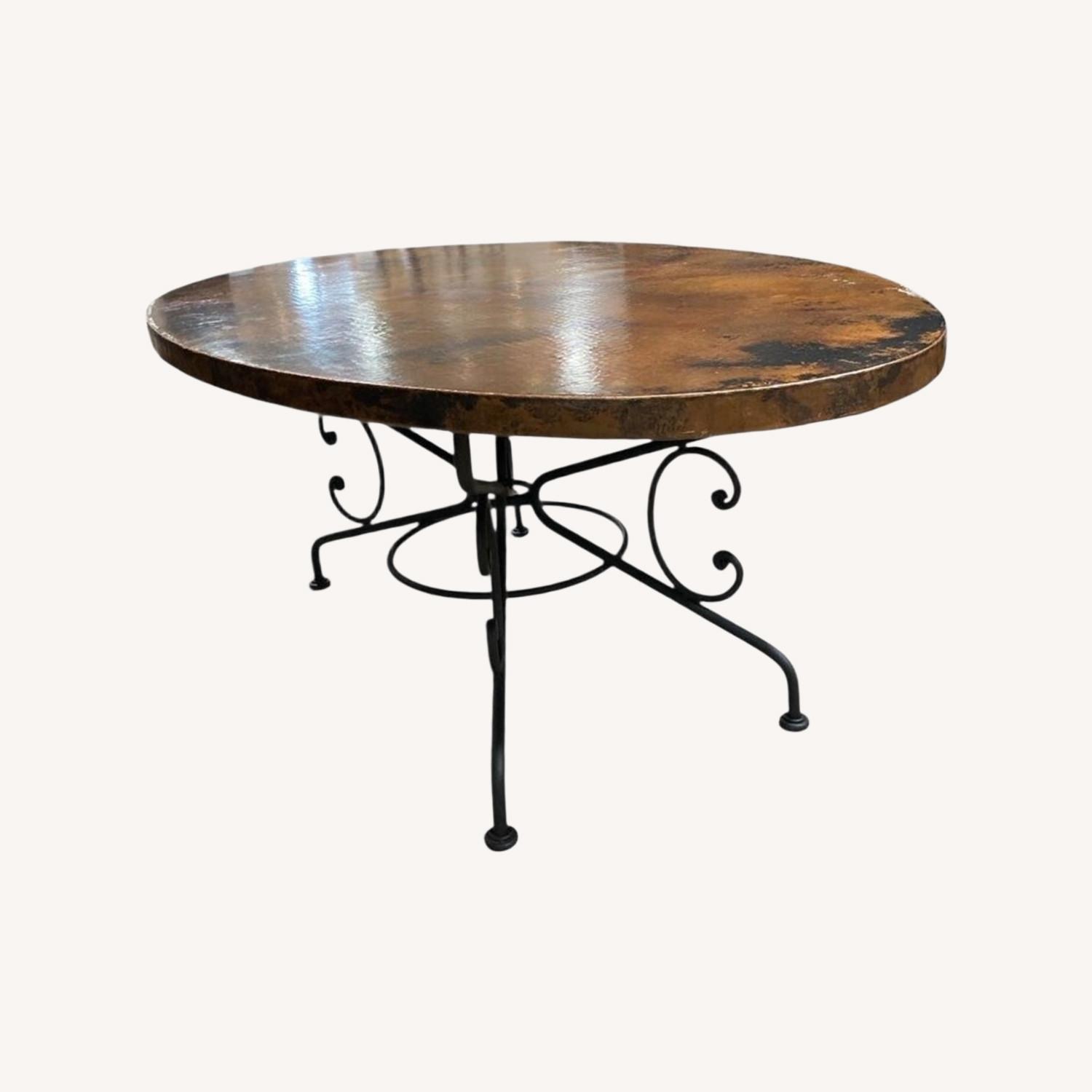 Arabesque Hammered Iron & Copper Oval Dining Table - image-0