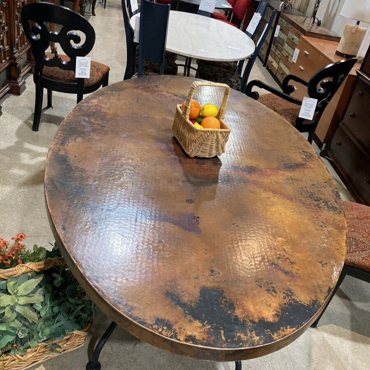 Arabesque Hammered Iron & Copper Oval Dining Table - image-11
