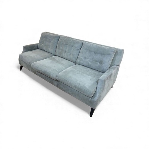 Used Style Line MCM Button Tufted 3-Seat Sofa Gray for sale on AptDeco