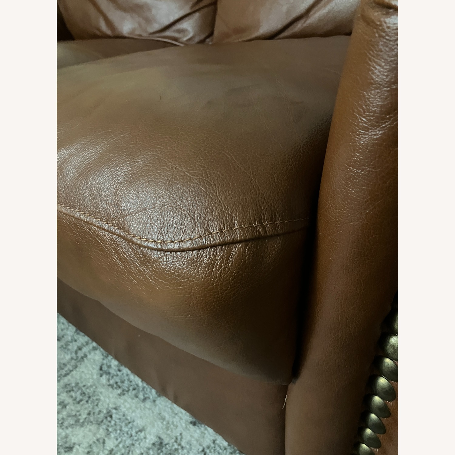 Macy's Cognac Genuine Leather Loveseat - image-4