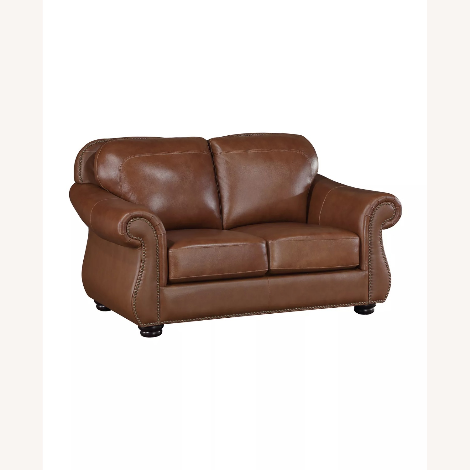 Macy's Cognac Genuine Leather Loveseat - image-5