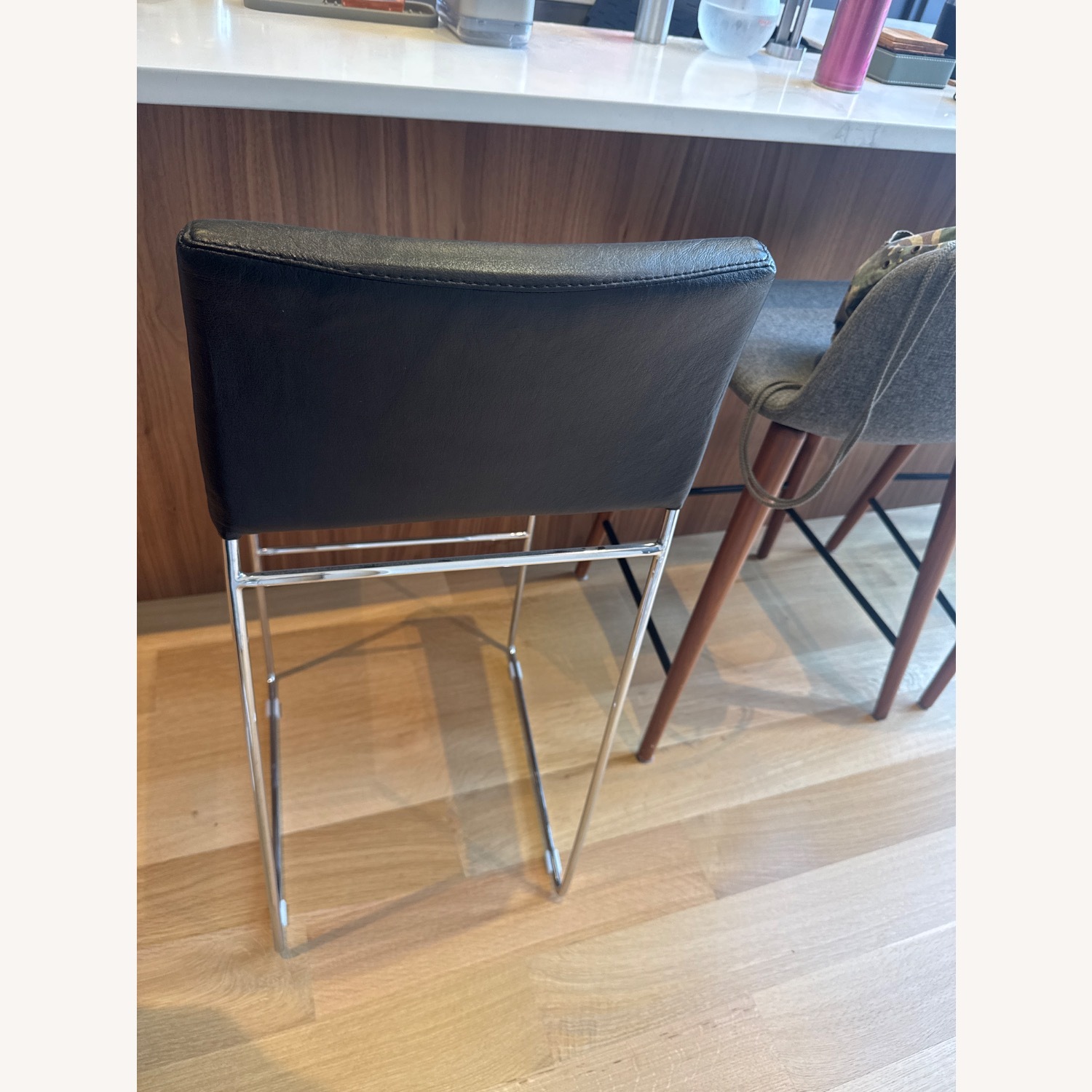 Design Within Reach Black Leather Stools - image-3