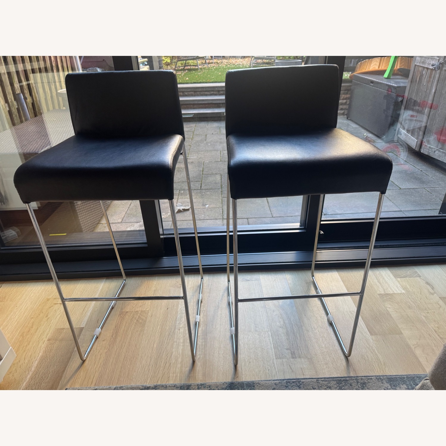 Design Within Reach Black Leather Stools - image-1