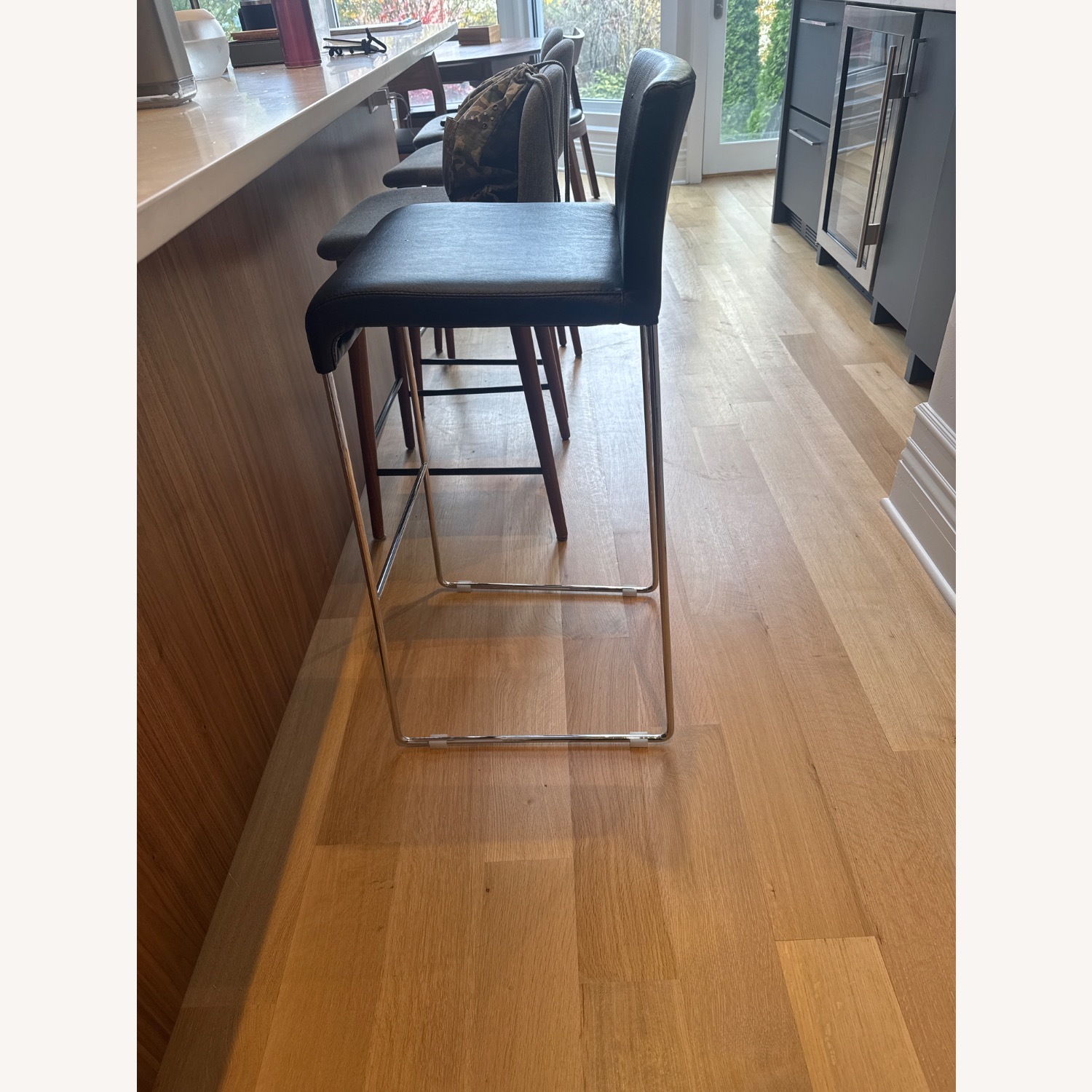 Design Within Reach Black Leather Stools - image-2