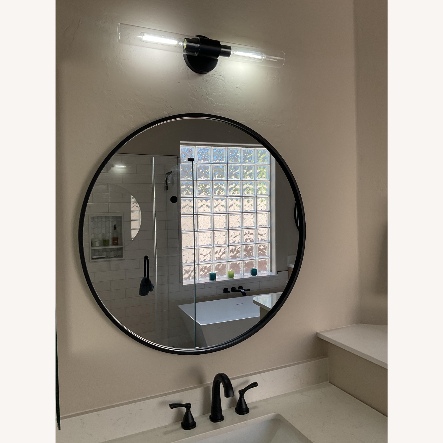 Modern Black Steel Bathroom Vanity Light (24”) - image-4