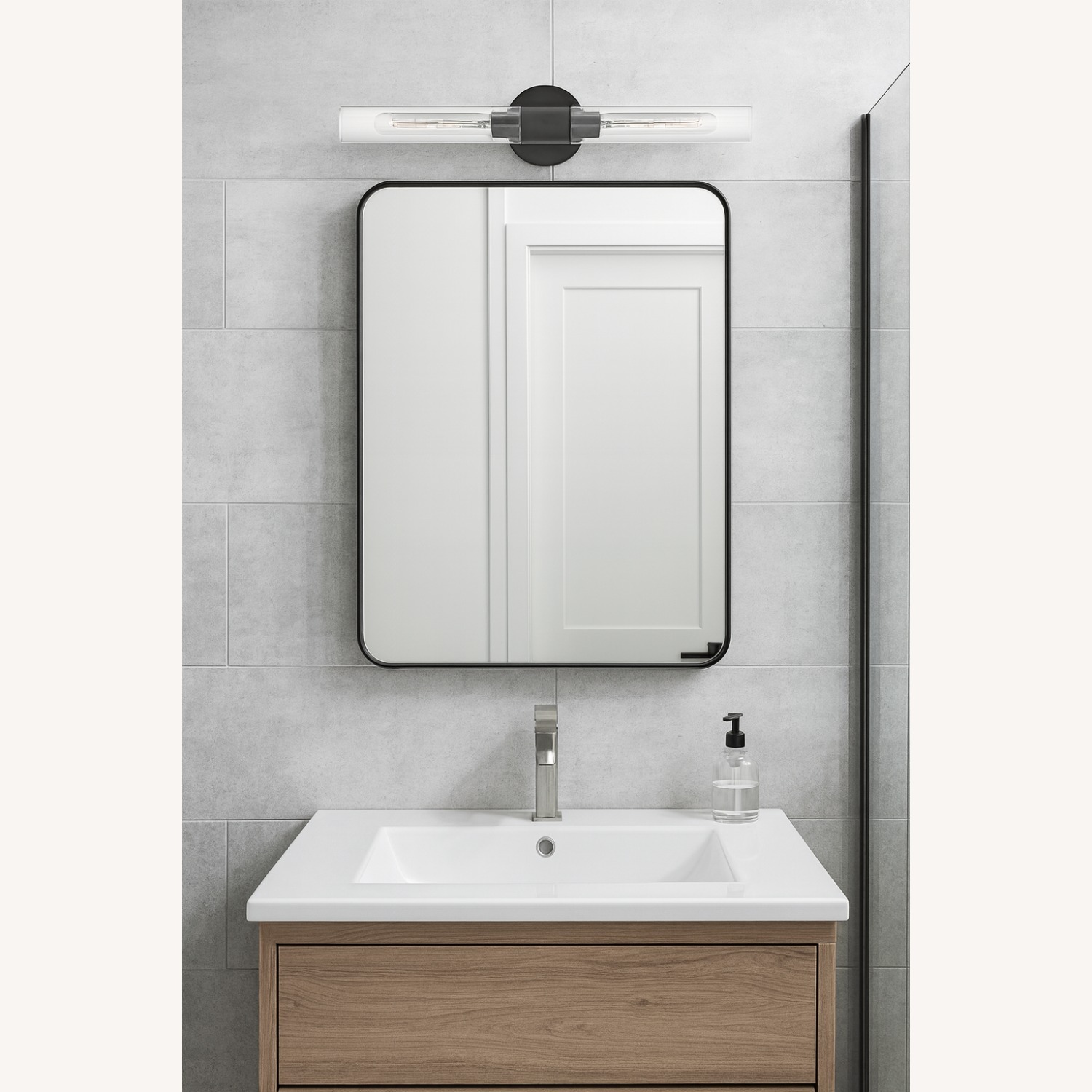 Modern Black Steel Bathroom Vanity Light (24”) - image-2