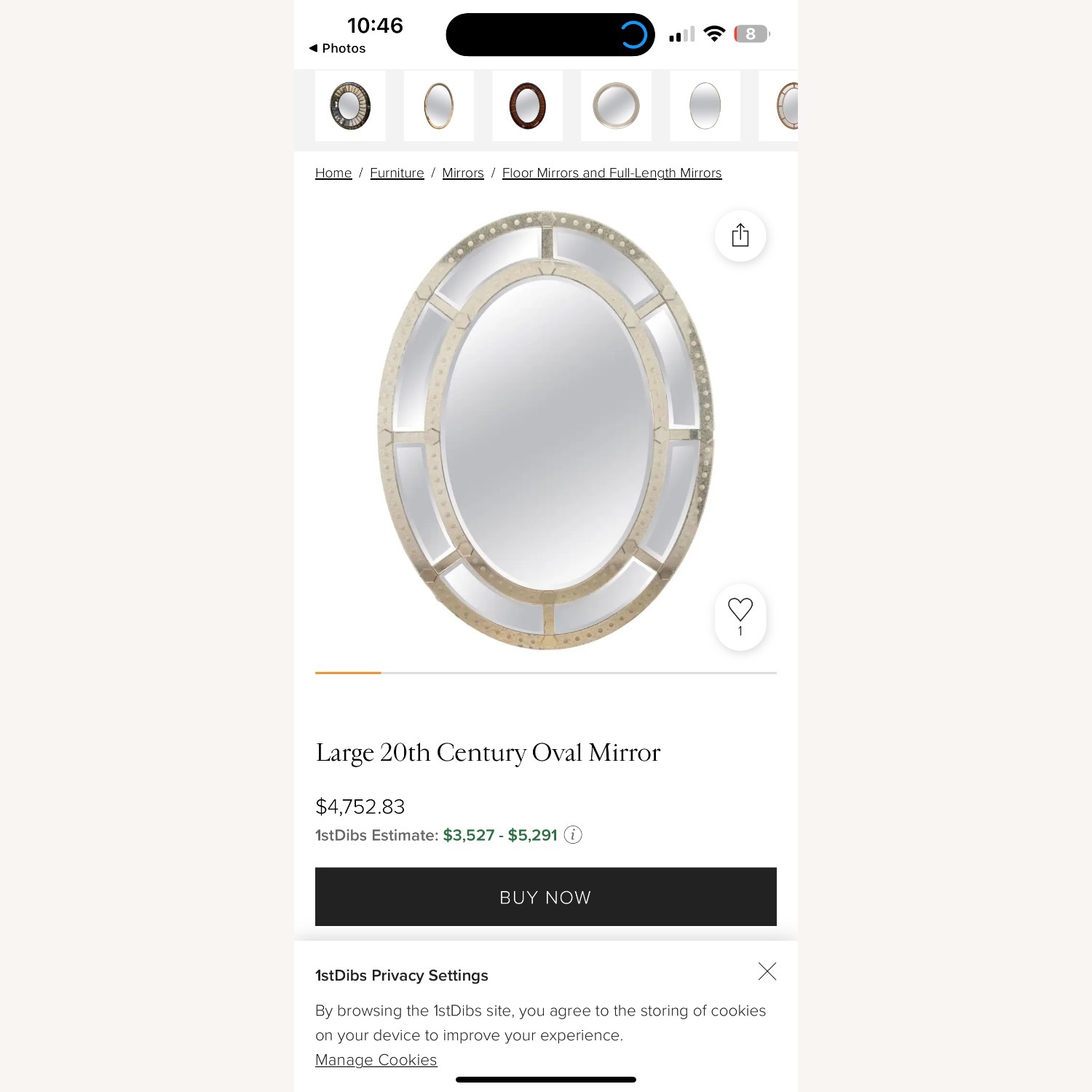 Antique Silver Glass Wall Mirror - image-1