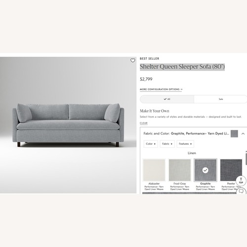Used West Elm Shelter Queen Sleeper Sofa (80") for sale on AptDeco