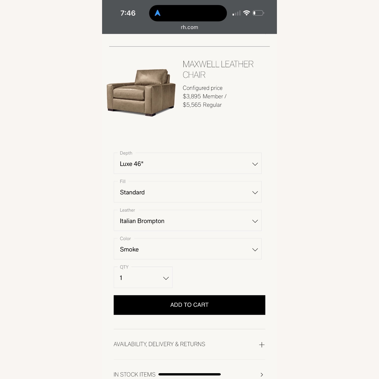 Restoration Hardware Maxwell Luxe Smoke Chair - image-9