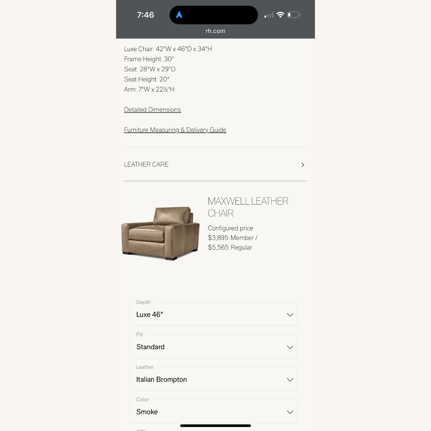 Restoration Hardware Maxwell Luxe Smoke Chair - image-8