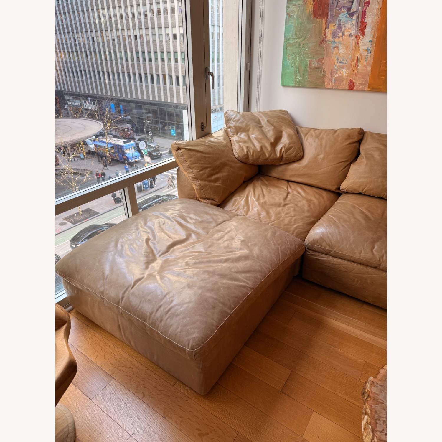 Restoration Hardware Cloud Modular Leather Sofa - image-5