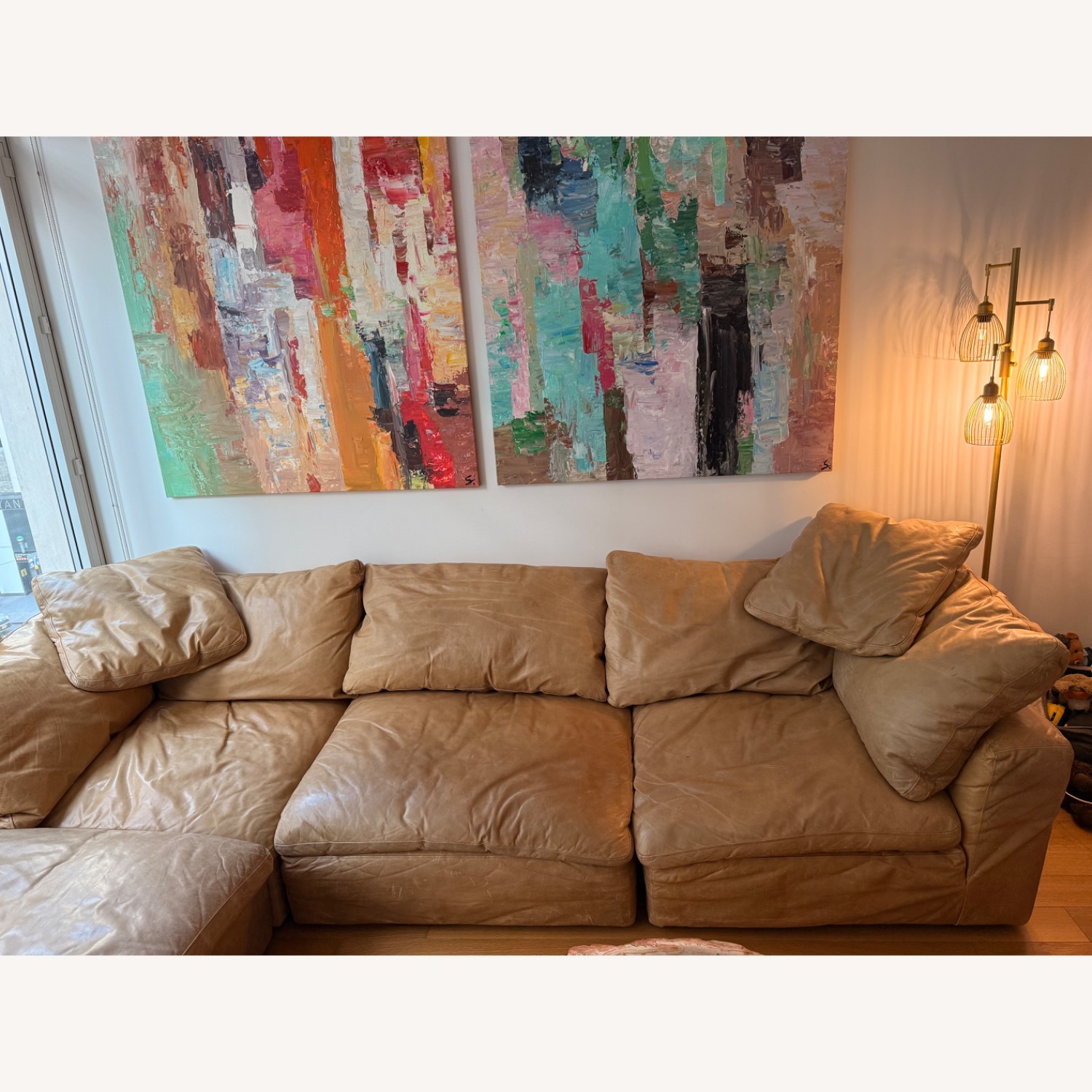 Restoration Hardware Cloud Modular Leather Sofa - image-6