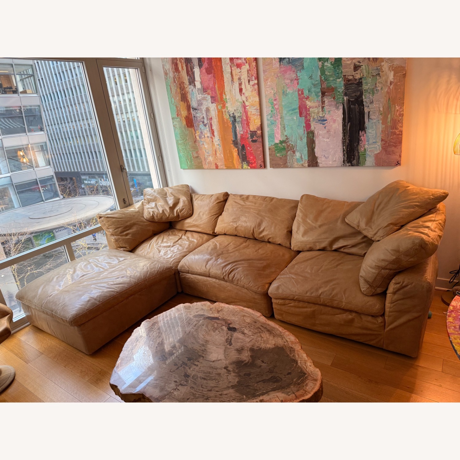 Restoration Hardware Cloud Modular Leather Sofa - image-1