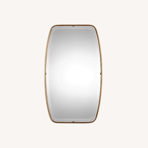 Used Antiqued Gold Leaf Beveled Wall Mirror for sale on AptDeco