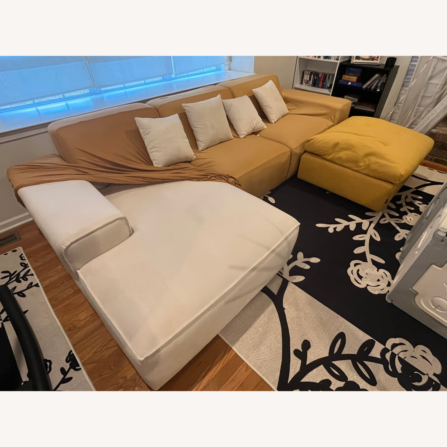 White and Yello 3+ Piece Sectional - image-2
