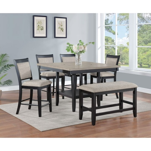 Used CrownMark Fulton 6-PC Counter Ht Chalk Gray Dining Set for sale on AptDeco
