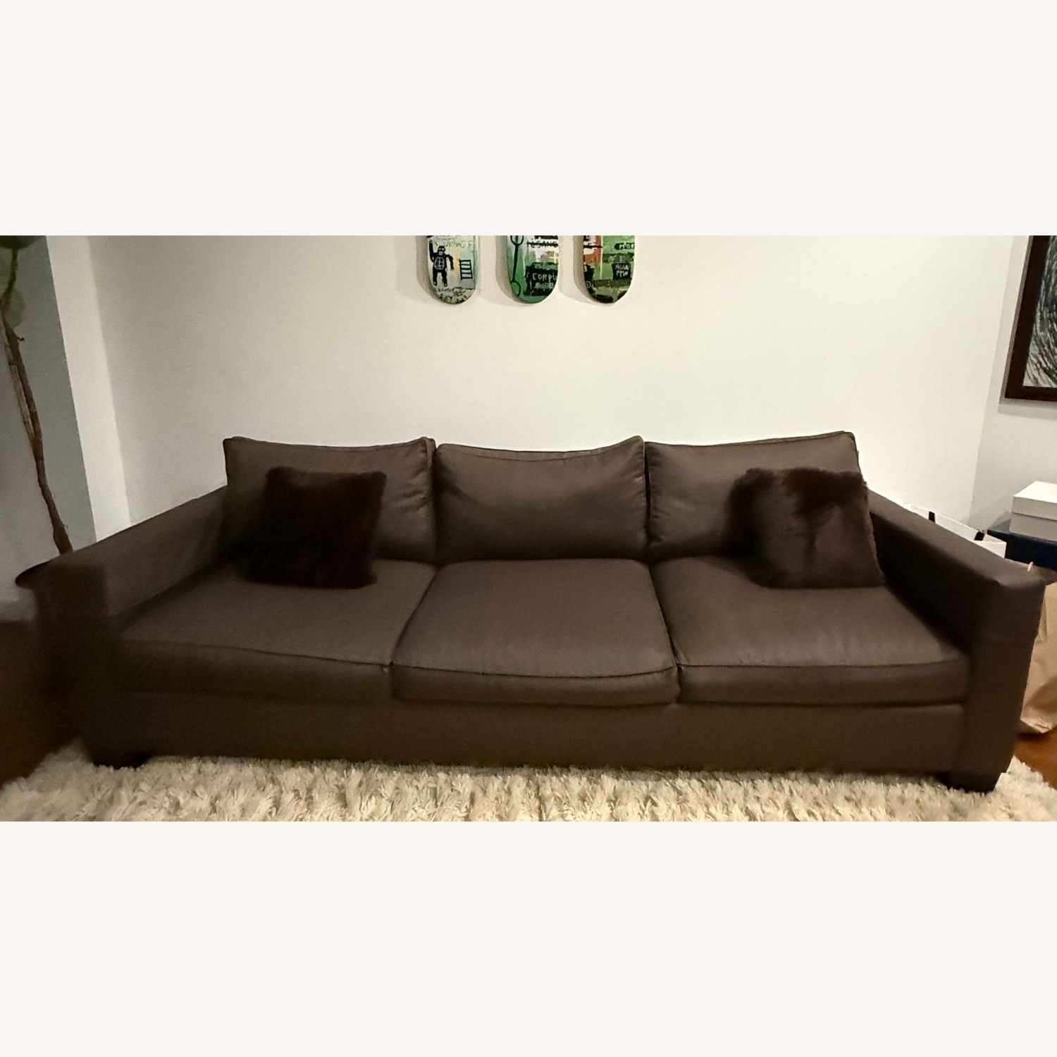 Ralph Lauren Dark Brown Wool Blend 3+ Seater Sofa - image-6