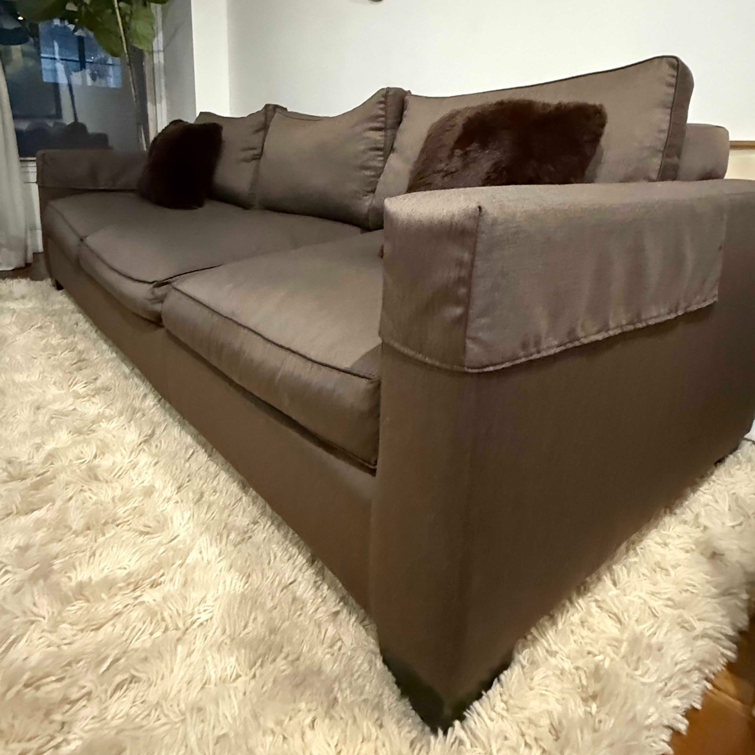 Ralph Lauren Dark Brown Wool Blend 3+ Seater Sofa - image-2