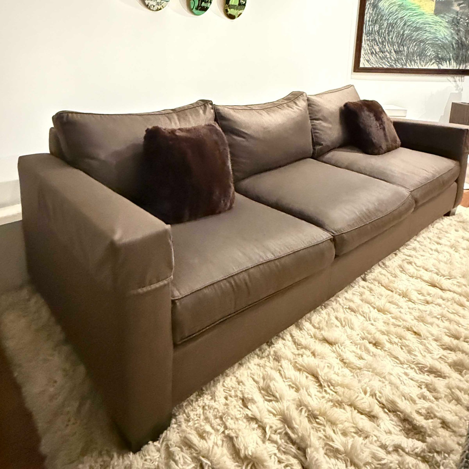 Ralph Lauren Dark Brown Wool Blend 3+ Seater Sofa - image-5