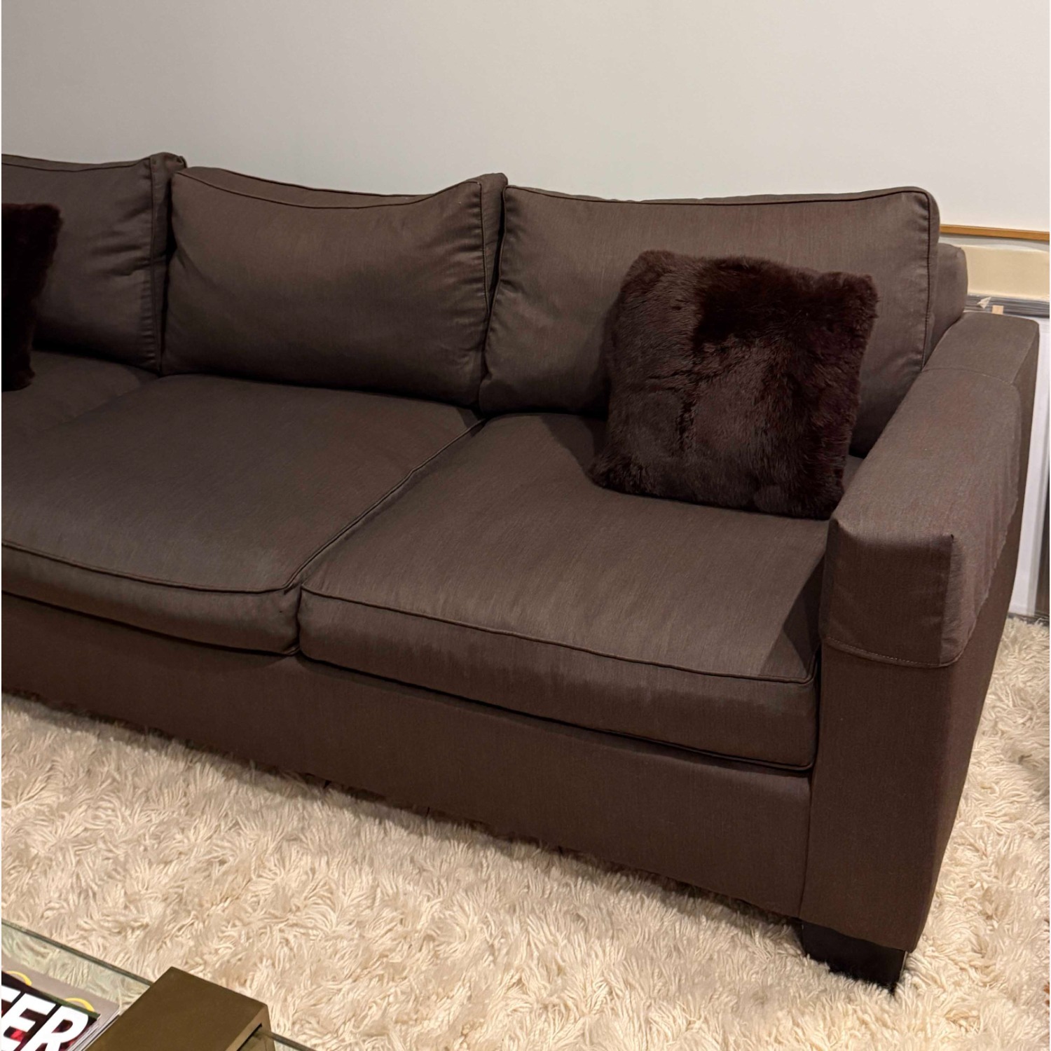 Ralph Lauren Dark Brown Wool Blend 3+ Seater Sofa - image-8